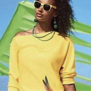 CAbi 6167 Buttercup Pullover Yellow Asymmetrical Off Shoulder Sweater Size M